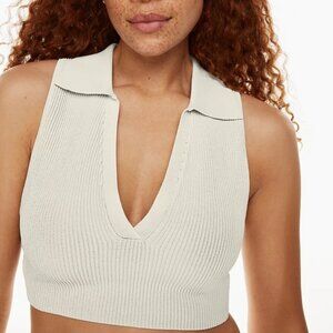 NWOT Aritzia BABATON Sculpt Polo Tank Matte Pearl 2XS